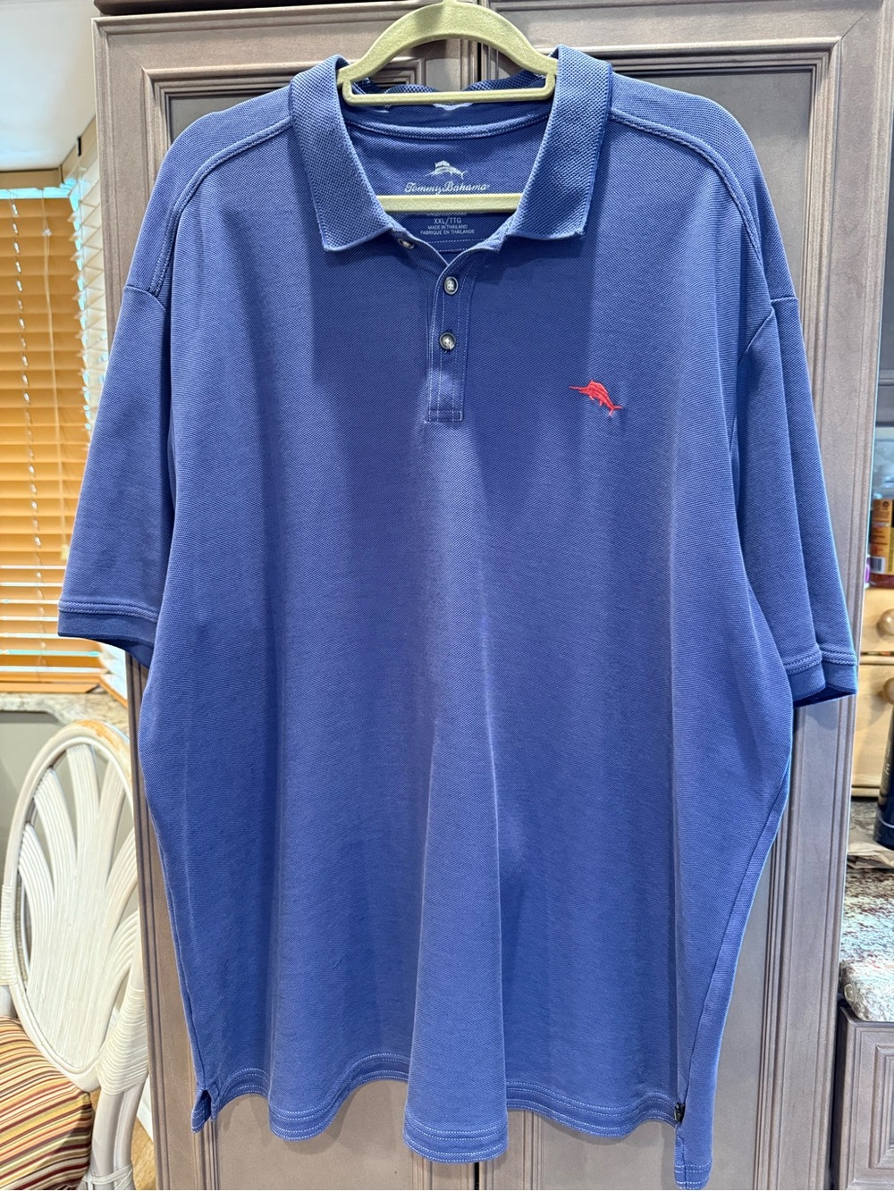 Tommy Bahama XXL Blue Polo with Red Marlin Emblem